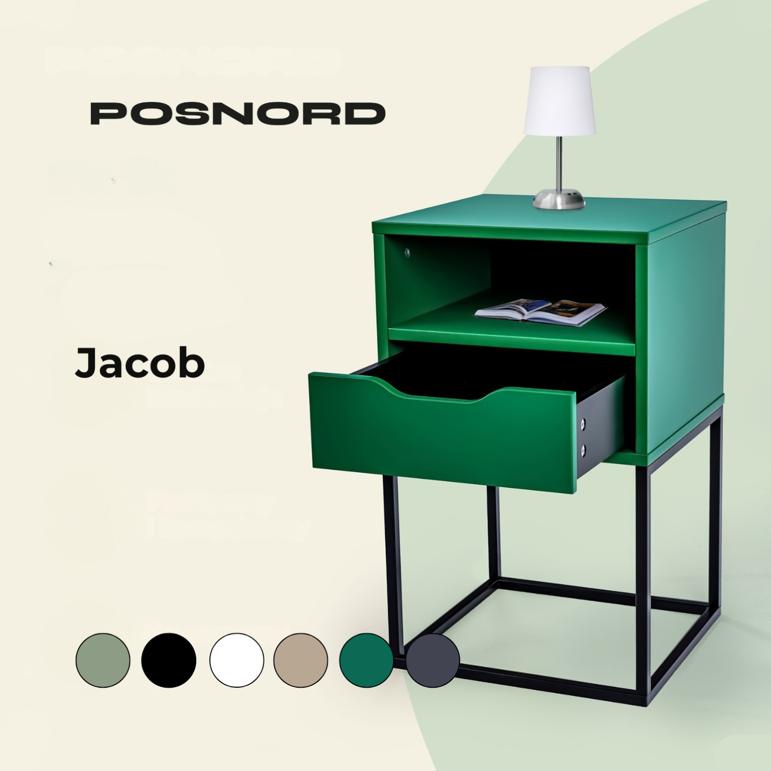 JACOB  stolik nocny POSNORD forest green